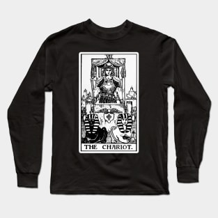 VII. The Chariot Tarot Card | Black and white Long Sleeve T-Shirt